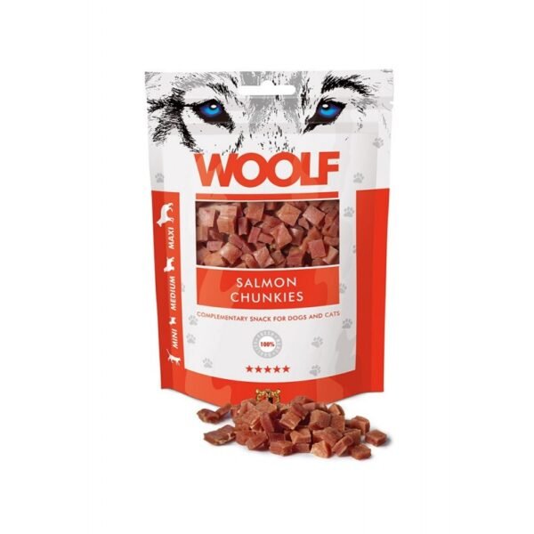 WOOLF SOFT SALMON CHUNKIES SKANĖSTAI ŠUNIMS IR KATĖMS